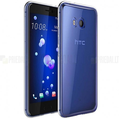 HTC U11 (U11 Dual) skaidrus (permatomas) silikoninis TPU ploniausias pasaulyje bespalvis dėklas