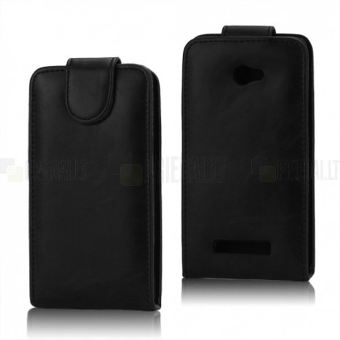 Atverčiamas HTC Windows Phone 8X juodas odinis dėklas