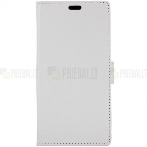 HTC One X10 atverčiamas baltas odinis dėklas - piniginė