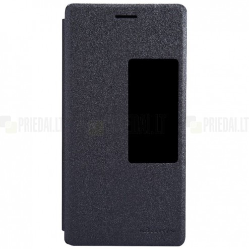 Huawei Ascend P7 pilkas odinis atverčiamas Nillkin Sparkle dėklas