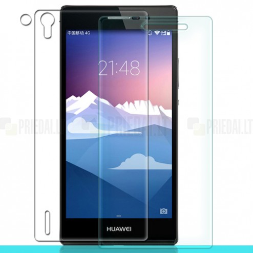 Huawei Ascend P7 apsauginės skaidrios ekrano ir nugarėlės plėvelės