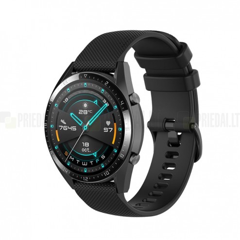Išmaniojo laikrodžio Huawei Watch GT Runner, GT 3, Watch GT 3 SE kieto silikono (TPU) juoda apyrankė