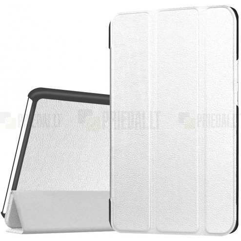 Huawei MediaPad M3 8.4 atverčiamas baltas odinis dėklas - knygutė 