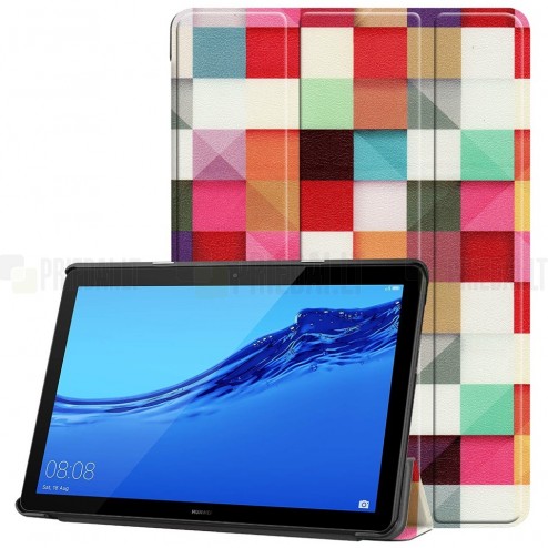 Huawei MediaPad T5 10 atverčiamas spalvotas „Cubes“ dėklas - knygutė