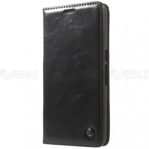 Huawei Nexus 6P „CaseMe“ solidus atverčiamas juodas odinis dėklas - knygutė