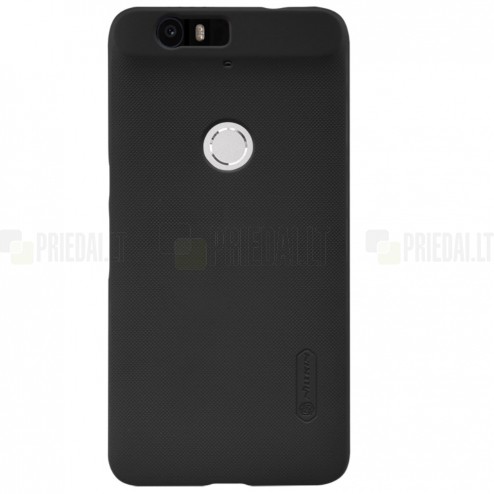 Huawei Nexus 6P Nillkin Frosted Shield juodas plastikinis dėklas + apsauginė ekrano plėvelė