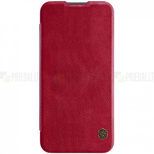 Prabangus „Nillkin“ Qin serijos raudonas odinis atverčiamas Huawei P smart 2019 (Honor 10 Lite) dėklas - knygutė