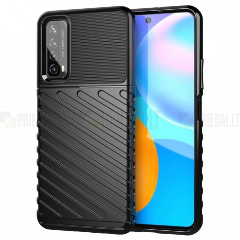 Huawei P smart 2021 „Rumble“ kieto silikono TPU juodas dėklas - nugarėlė