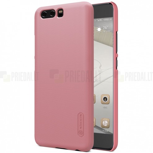Huawei P10 Plus Nillkin Frosted Shield rožinis plastikinis dėklas + apsauginė ekrano plėvelė