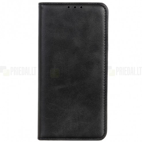 Huawei P40 Pro „Split“ juodas odinis atverčiamas dėklas - knygutė