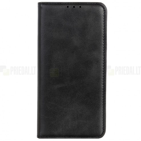 Huawei P40 Pro+ „Split“ juodas odinis atverčiamas dėklas - knygutė