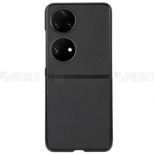 Huawei P50 Pocket Deluxe Leather juodas odinis dėklas - nugarėlė