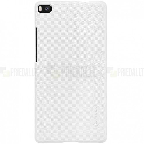 Huawei P8 Nillkin Frosted Shield baltas plastikinis dėklas + apsauginė ekrano plėvelė
