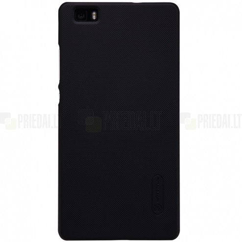 Huawei P8 Lite Nillkin Frosted Shield juodas plastikinis dėklas + apsauginė ekrano plėvelė