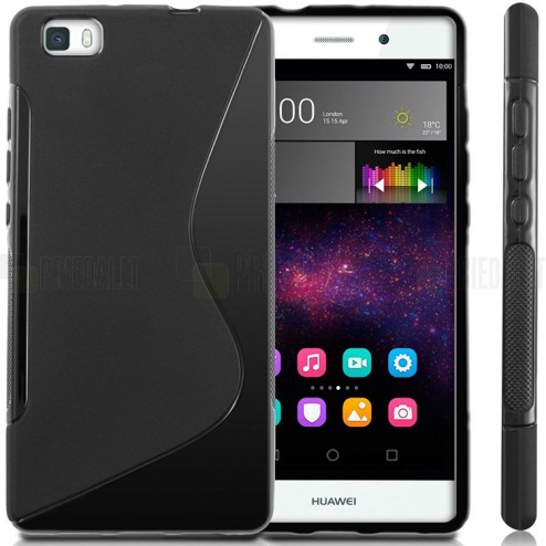 Huawei P8 Lite kieto silikono TPU juodas dėklas - nugarėlė