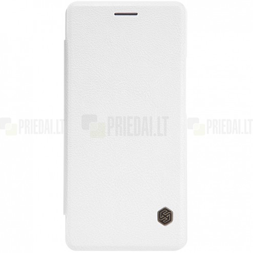 Prabangus „Nillkin“ Qin serijos baltas odinis atverčiamas Huawei P9 Lite dėklas - knygutė