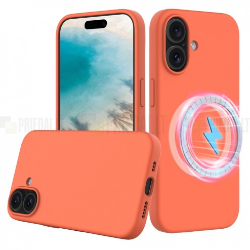 Apple iPhone 16 Plus „Shell“ MagSafe kieto silikono TPU oranžinis dėklas - nugarėlė