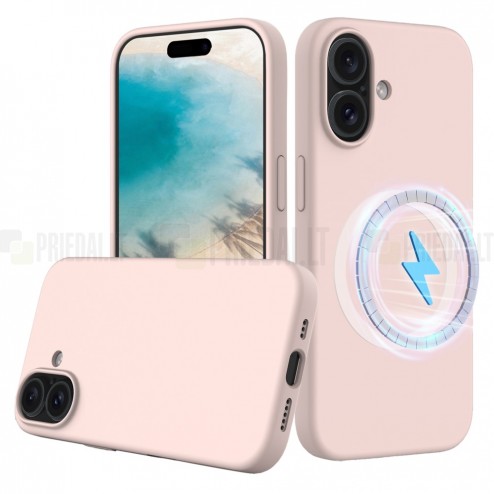 Apple iPhone 16 Plus „Shell“ MagSafe kieto silikono TPU rožinis dėklas - nugarėlė