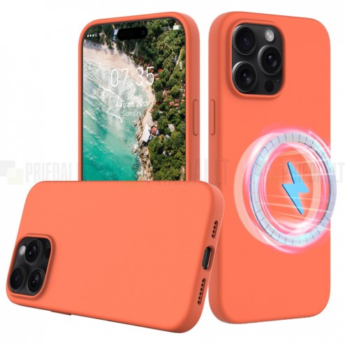 Apple iPhone 16 Pro Max „Shell“ MagSafe kieto silikono TPU oranžinis dėklas - nugarėlė