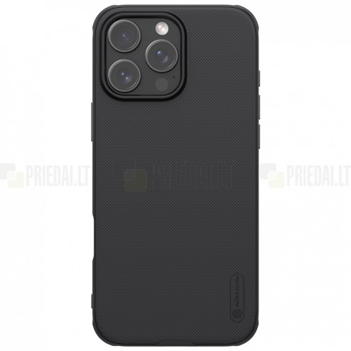 Apple iPhone 16 Pro „Nillkin“ Frosted Shield Pro Magnetic juodas dėklas, nugarėlė
