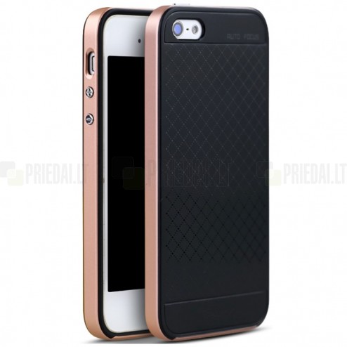 Apple iPhone SE, Apple iPhone 5 ir Apple iPhone 5S „IPAKY“ kieto silikono TPU juodas (rožiniais apvadais) dėklas - nugarėlė
