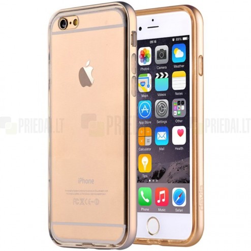 Apple iPhone 6 (6s) Devia Fresh plastikinis skaidrus permatomas dėklas su auksiniu rėmeliu
