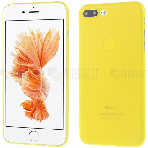 Ploniausias pasaulyje plastikinis skaidrus Apple iPhone 7 Plus (iPhone 8 Plus) geltonas dėklas - nugarėlė
