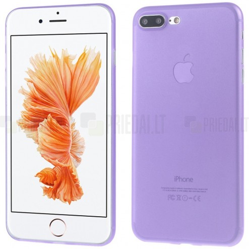 Ploniausias pasaulyje plastikinis skaidrus Apple iPhone 7 Plus (iPhone 8 Plus) violetinis dėklas - nugarėlė