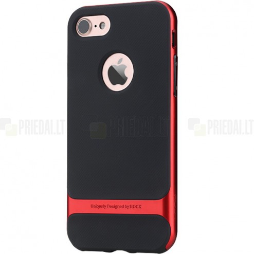 „Rock“ Royce sustiprintos apsaugos Apple iPhone 7 (iPhone 8) juodas raudonos spalvos apvadais kieto silikono (TPU) ir plastiko dėklas