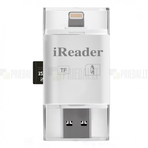 „iReader“ SD / MicroSD / TF baltas kortelių skaitytuvas