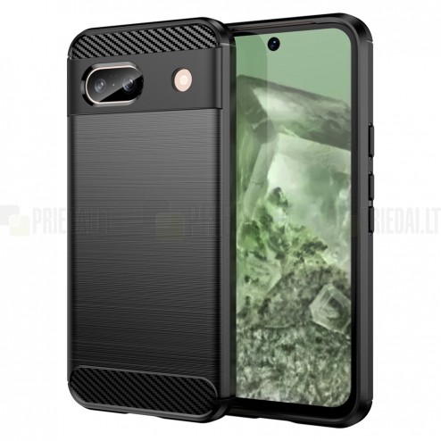 Google Pixel 8A „Carbon“ kieto silikono TPU juodas dėklas - nugarėlė | Priedai.lt