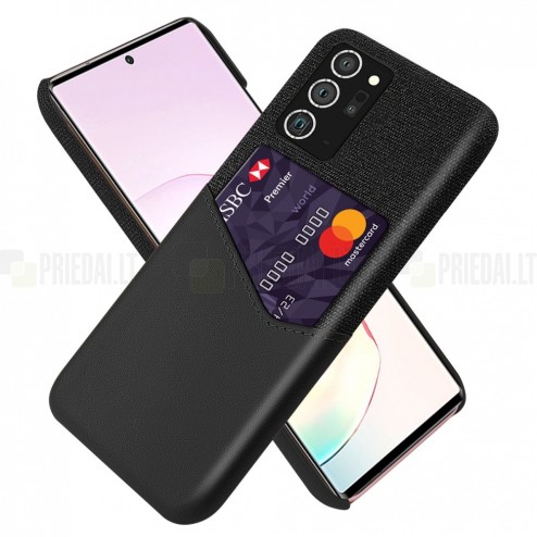 „KSQ“ Shell Samsung Galaxy Note 20 (N980F) juodas odinis dėklas - nugarėlė su kišenėle kortelėms