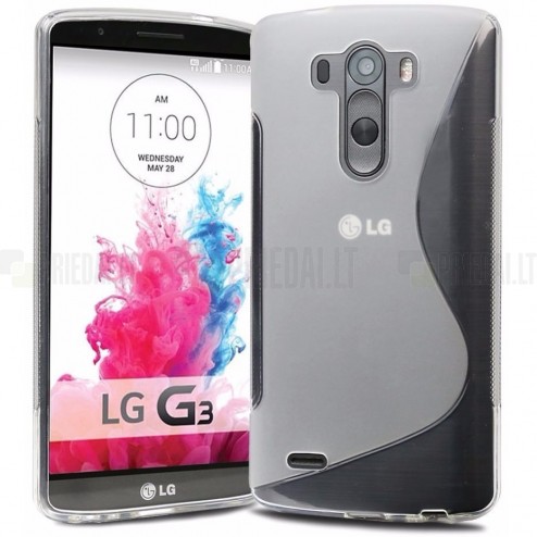 LG G3 D855 (D850, D851) „S-Line“ kieto silikono skaidrus TPU dėklas - nugarėlė