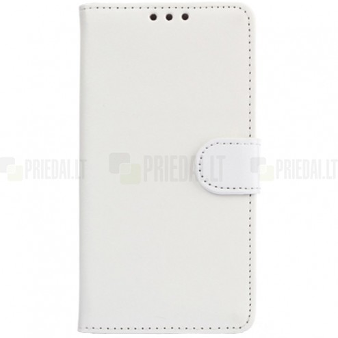 LG G4 (H815) atverčiamas baltas odinis dėklas - piniginė