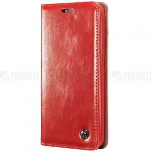 LG G5 (H850) „CaseMe“ solidus atverčiamas raudonas odinis dėklas - knygutė