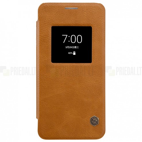 Prabangus „Nillkin“ Qin serijos rudas odinis atverčiamas LG G6 H870 dėklas 