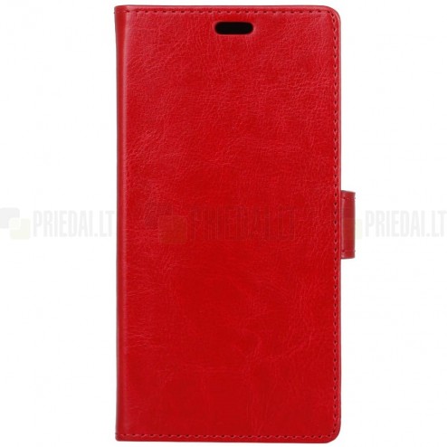 LG G6 (H870) atverčiamas raudonas odinis dėklas - piniginė
