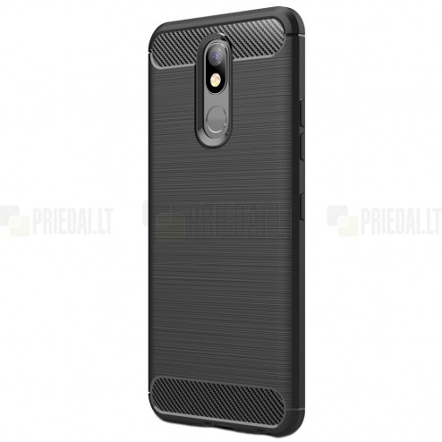 LG K40 „Carbon“ kieto silikono TPU juodas dėklas - nugarėlė