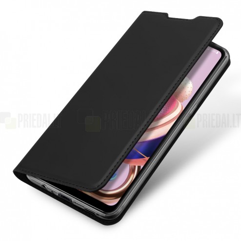 „Dux Ducis“ Skin serijos LG K51s (LM-K510) juodas odinis atverčiamas dėklas