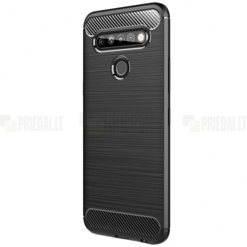 LG K61 „Carbon“ kieto silikono TPU juodas dėklas - nugarėlė