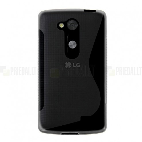 LG L Fino (D290, D295) „S-Line“ juodas kieto silikono TPU dėklas - nugarėlė