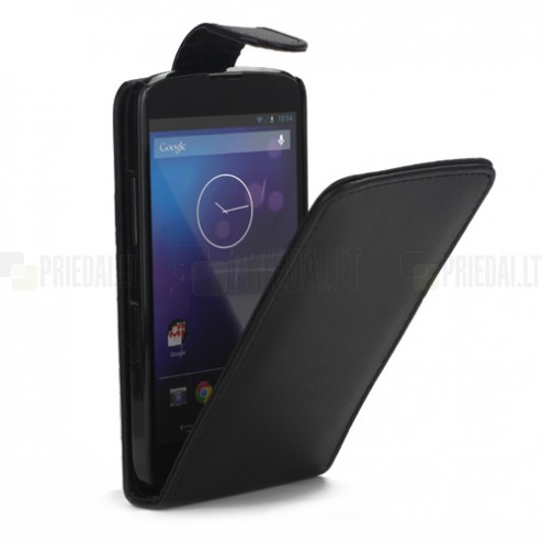 Klasikinis atverčiamas juodas Nexus 4 E960 dėklas