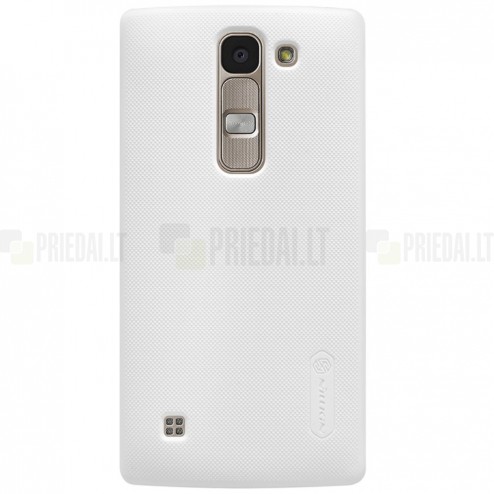 LG Spirit Nillkin Frosted Shield baltas plastikinis dėklas + apsauginė ekrano plėvelė