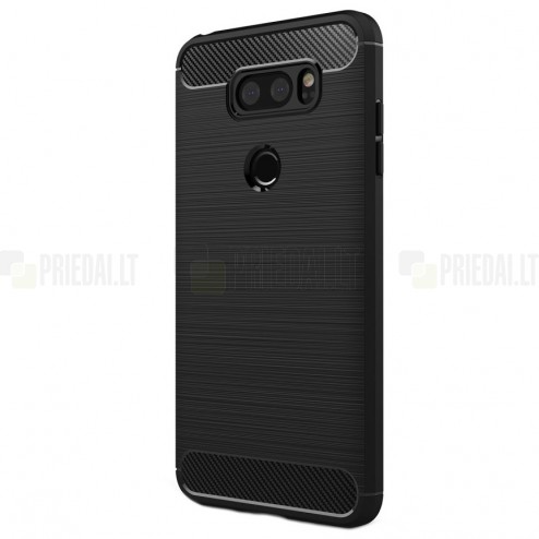 LG V30 (H930) „Carbon“ kieto silikono TPU juodas dėklas - nugarėlė