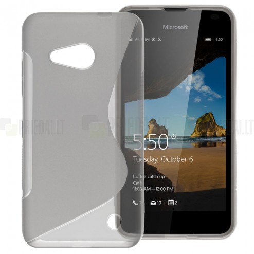 Microsoft Lumia 550 kieto silikono TPU skaidrus pilkas dėklas - nugarėlė