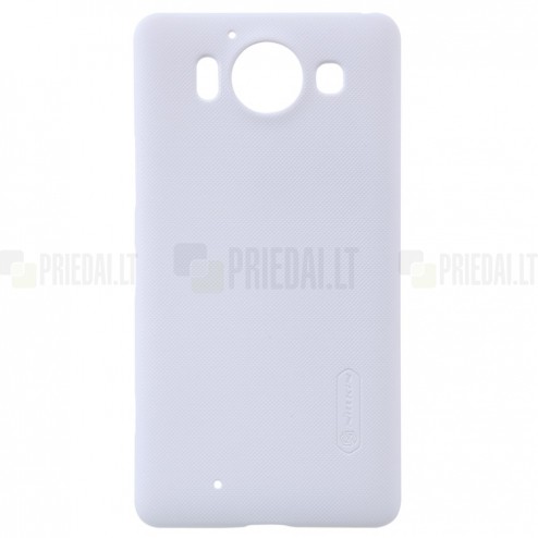 Microsoft Lumia 950 Nillkin Frosted Shield baltas plastikinis dėklas + apsauginė ekrano plėvelė