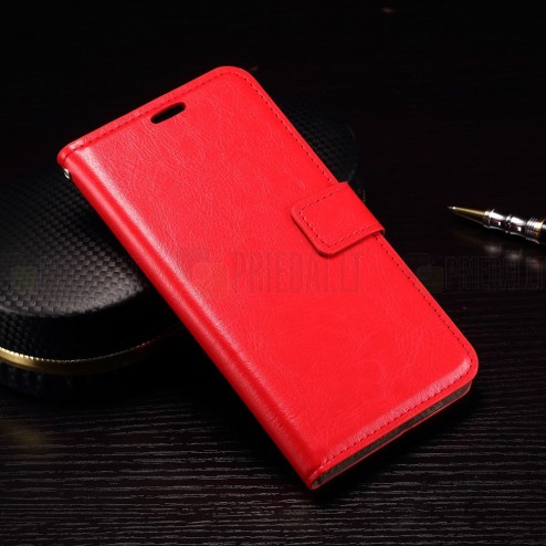Microsoft Lumia 950 atverčiamas raudonas odinis dėklas - piniginė