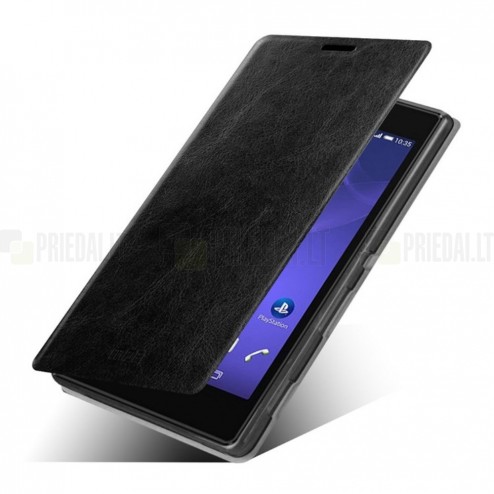 „Mofi“ Rui serijos Sony Xperia T3 juodas odinis atverčiamas dėklas