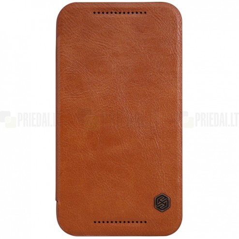 Prabangus „Nillkin“ Qin serijos rudas odinis atverčiamas Motorola Moto G 3 kartos (Gen 3) dėklas