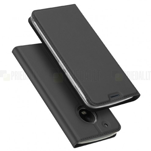 „Dux Ducis“ Skin serijos Motorola Moto G5 Plus (Gen 5 XT1684) juodas odinis atverčiamas dėklas